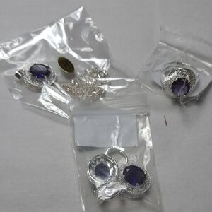 Silver and Purple Gemstone Earrings